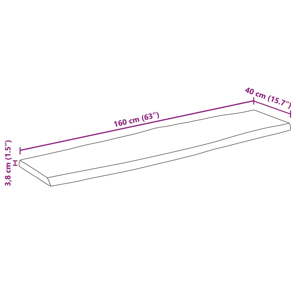 vidaXL Επιφάνεια Τραπεζιού Ορθογώνια 160x40x3,8 εκ. Μασίφ Ξύλο Ακακίας