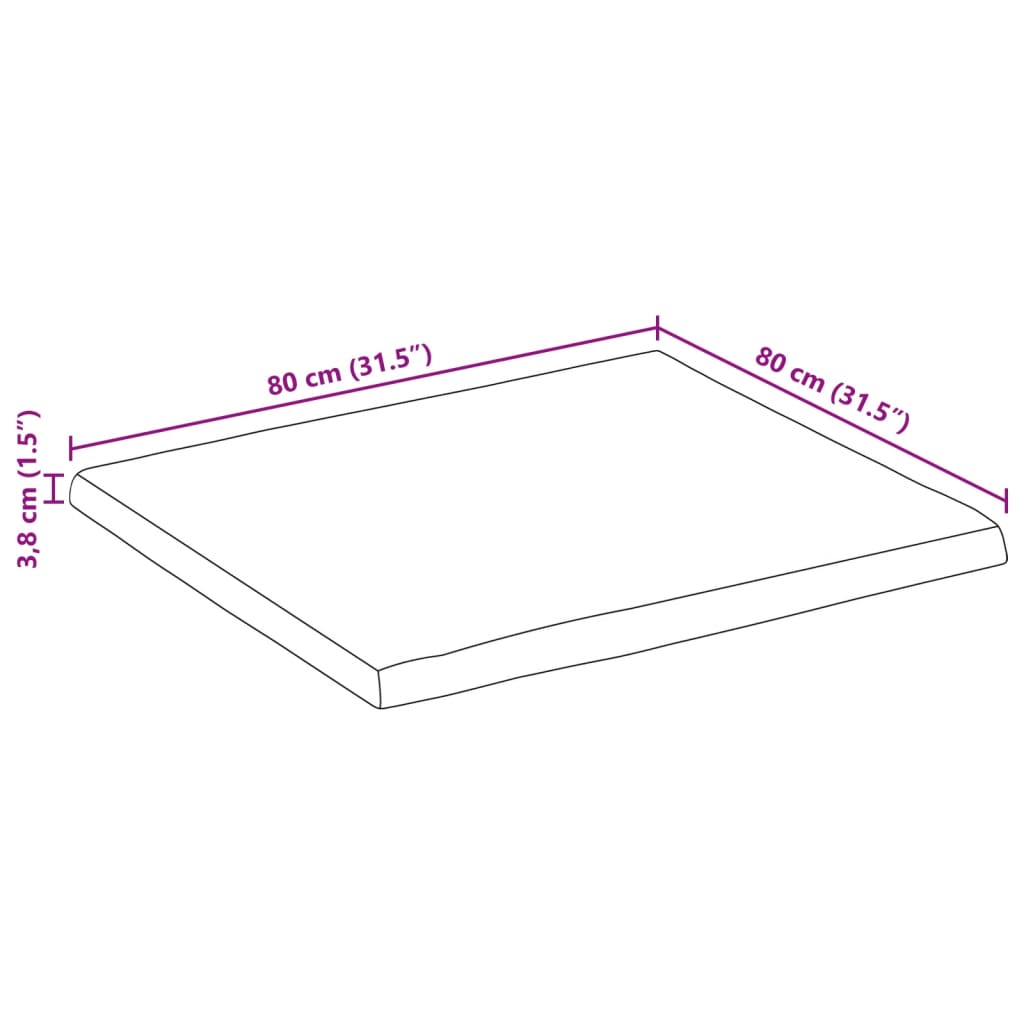 vidaXL Επιφάνεια Τραπεζιού Ορθογώνια 80x80x3,8 εκ. Μασίφ Ξύλο Ακακίας