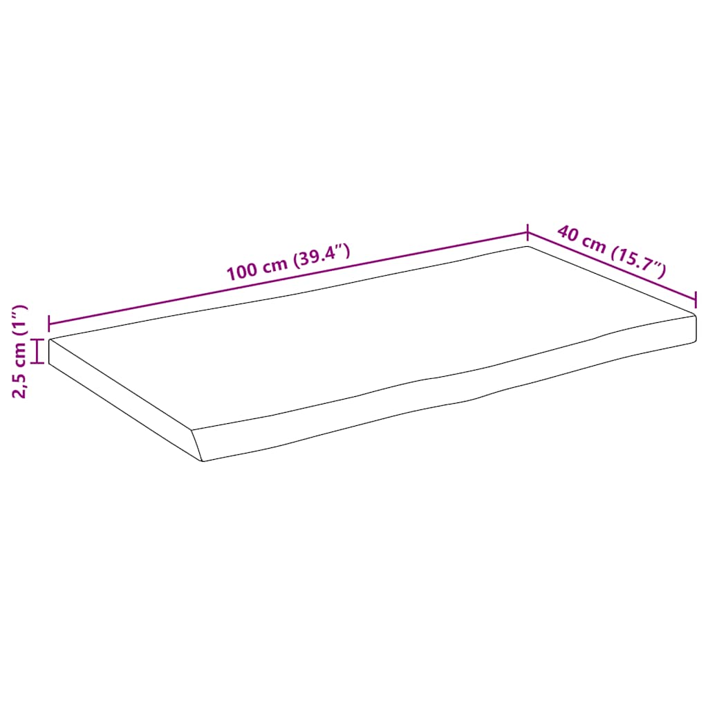 vidaXL Επιφάνεια Τραπεζιού 100x40x2,5 εκ. Live Edge Μασίφ Ξύλο Μάνγκο