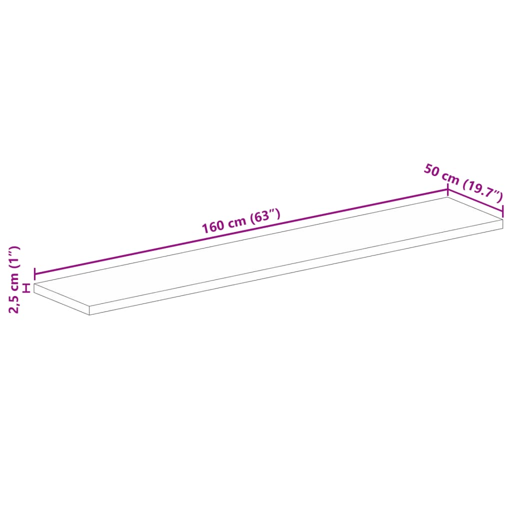 vidaXL Επιφάνεια Γραφείου Ορθογώνια 160x50x2,5 εκ. Μασίφ Ξύλο Ακακίας