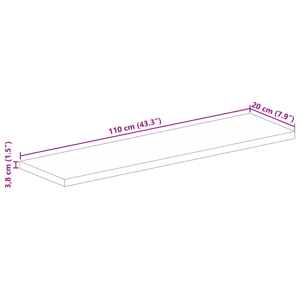 vidaXL Επιφάνεια Τραπεζιού Ορθογώνια 110x20x3,8 εκ. από Μασίφ Ξύλο Ακακίας