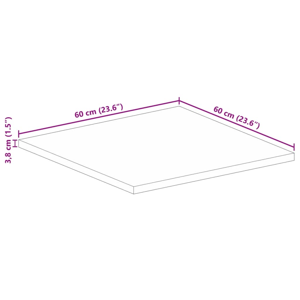 vidaXL Επιφάνεια Τραπεζιού Τετράγωνη 60x60x3,8 εκ. Μασίφ Ξύλο Οξιάς