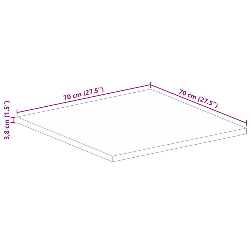 vidaXL Επιφάνεια Τραπεζιού Τετράγωνη 70x70x3,8 εκ. Μασίφ Ξύλο Οξιάς