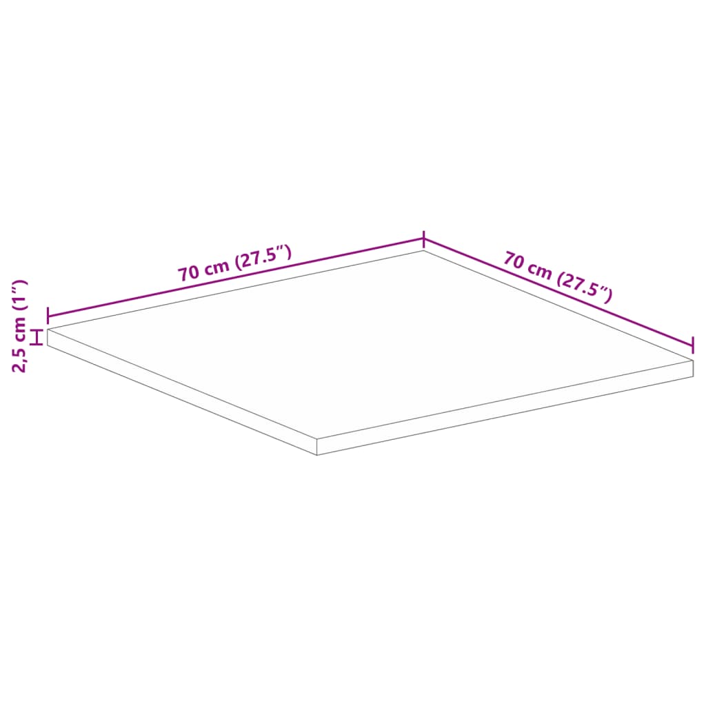 vidaXL Επιφάνεια Τραπεζιού Τετράγωνη 70x70x2,5 εκ. Ανακυκλωμένο Ξύλο