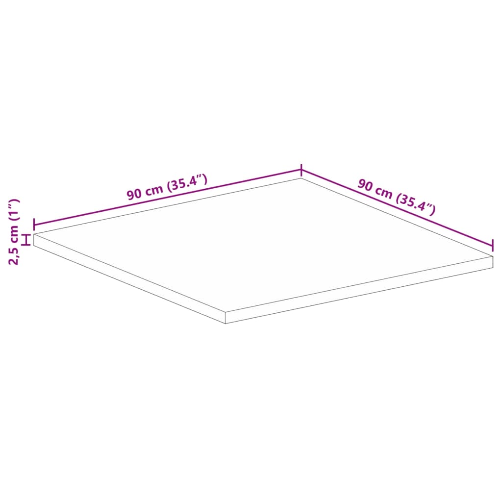 vidaXL Επιφάνεια Τραπεζιού Τετράγωνη 90x90x2,5εκ. Μασίφ Ξύλο Μάνγκο