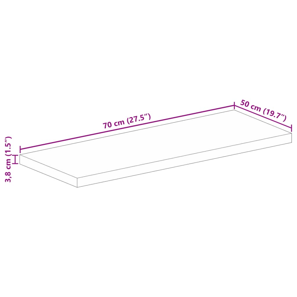vidaXL Επιφάνεια Τραπεζιού Ορθογώνια 70x50x3,8 εκ. Μασίφ Ξύλο Μάνγκο