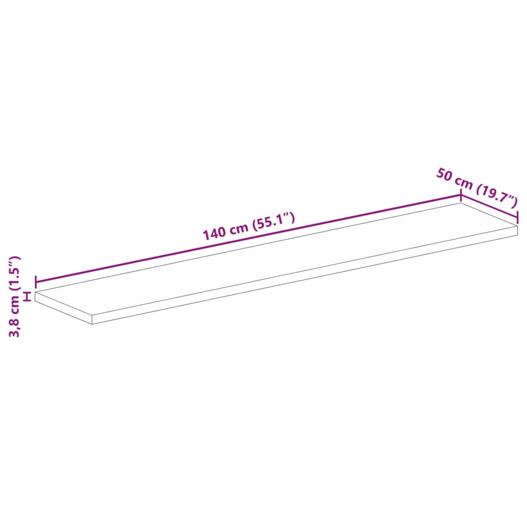 vidaXL Επιτραπέζια επιφάνεια 140x50x3,8 cm Ορθογώνια από μασίφ ξύλο