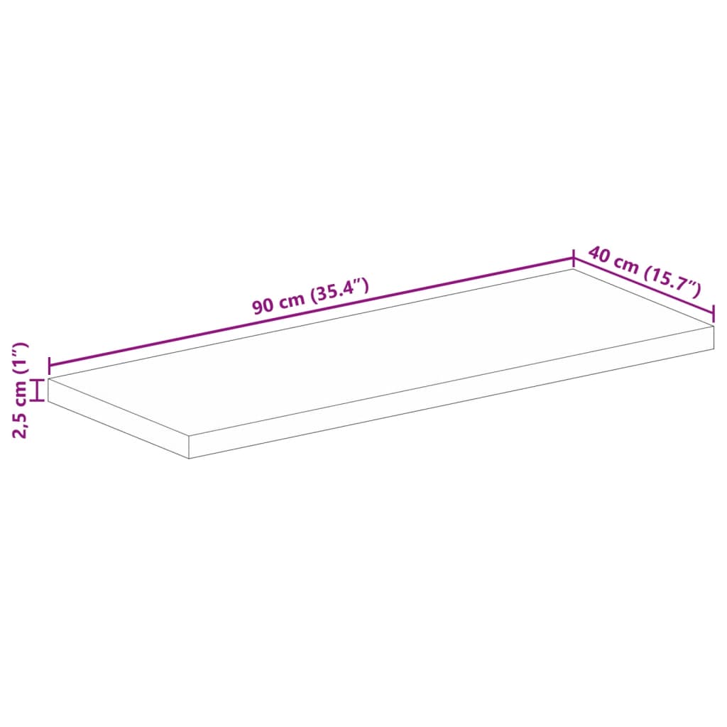 vidaXL Επιφάνεια Τραπεζιού Ορθογώνια 90x40x2,5 εκ. Μασίφ Ξύλο Πεύκο