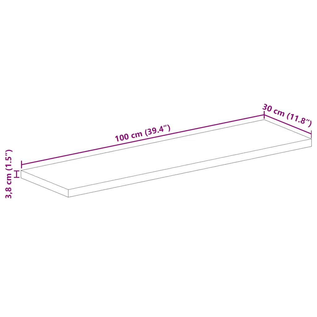 vidaXL Επιφάνεια Τραπεζιού Ορθογώνια 100x30x3,8 εκ. Μασίφ Ξύλο Μάνγκο