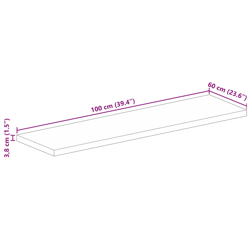 vidaXL Επιφάνεια Τραπεζιού Ορθογώνια 100x60x3,8 εκ. Μασίφ Ξύλο Μάνγκο