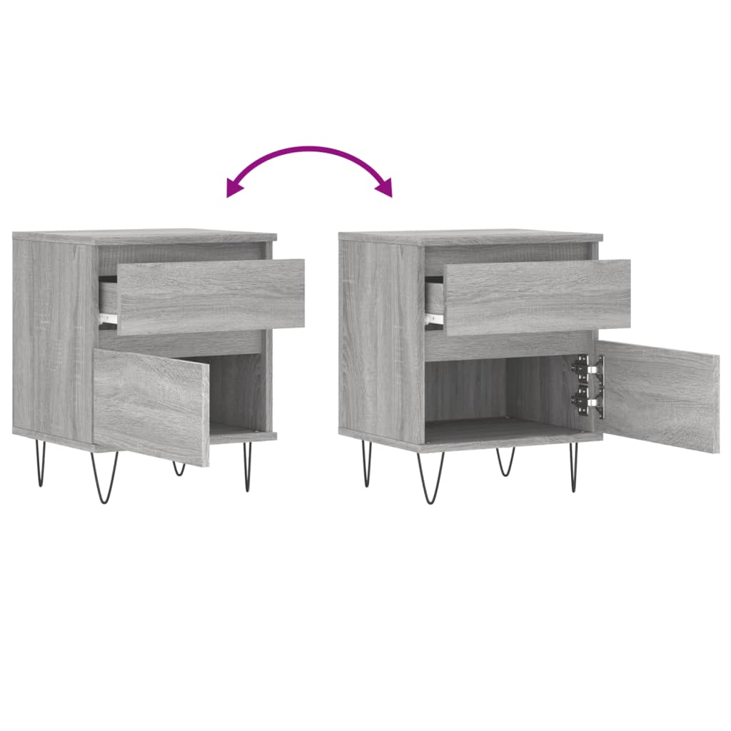 vidaXL Κομοδίνα 2 τεμ. Γκρι Sonoma 40 x 35 x 50 εκ. από Επεξεργ. Ξύλο