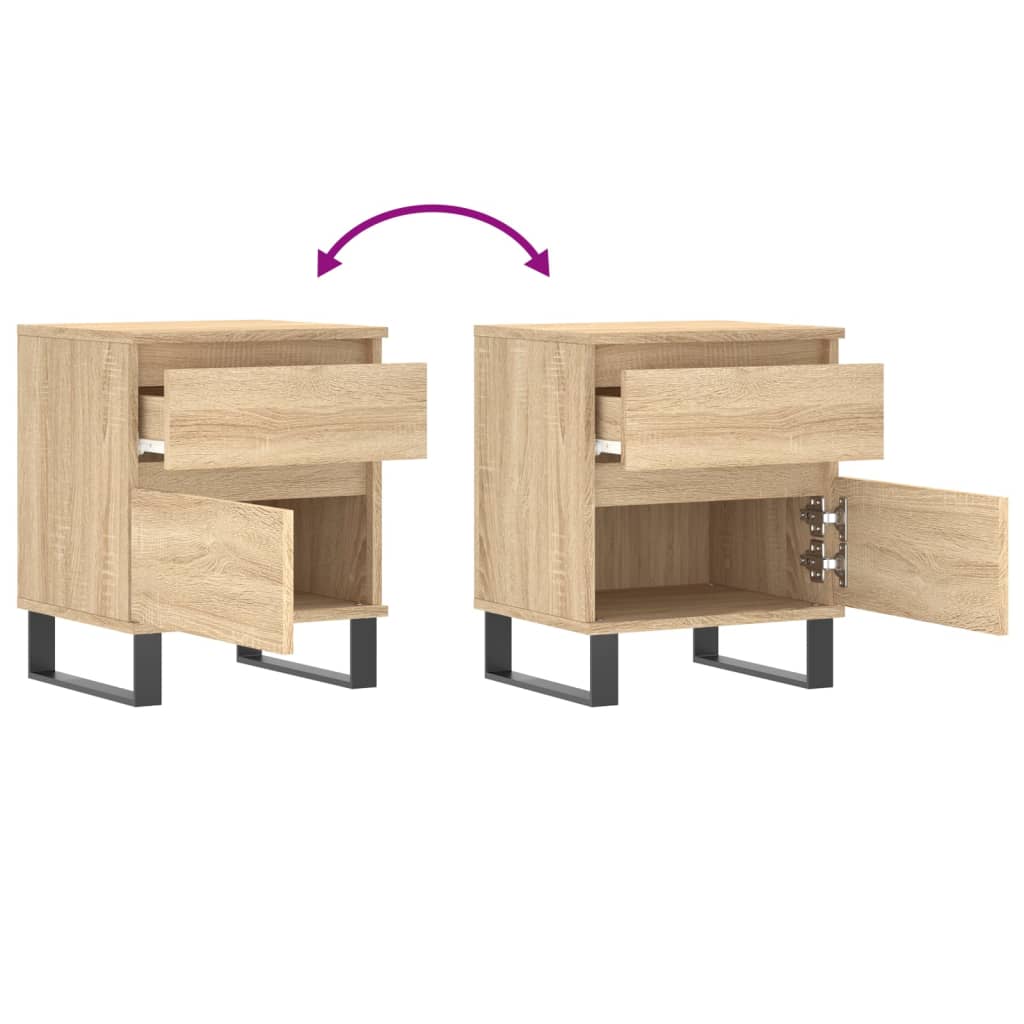 vidaXL Κομοδίνα 2 τεμ. Sonoma Δρυς 40 x 35 x 50 εκ. από Επεξεργ. Ξύλο