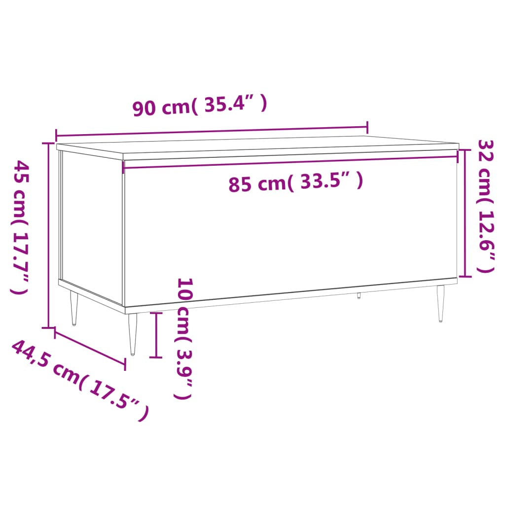 vidaXL Τραπεζάκι Σαλονιού Sonoma Δρυς 90x44,5x45εκ. Επεξεργασμένο Ξύλο