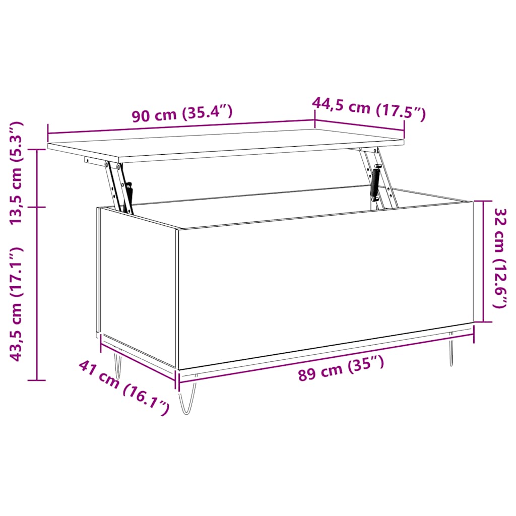 vidaXL Τραπεζάκι Σαλονιού Γκρι Σκυροδ. 90x44,5x45 εκ. Επεξεργ. Ξύλο