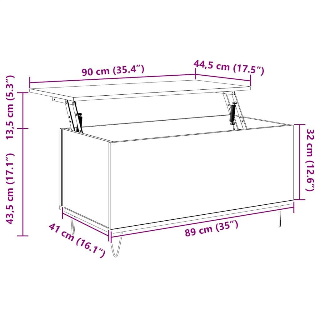 vidaXL Τραπεζάκι Σαλονιού Καπνιστή Δρυς 90x44,5x45 εκ. Επεξ. Ξύλο