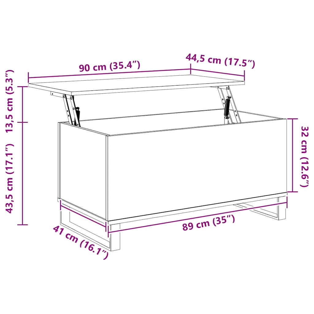 vidaXL Τραπεζάκι Σαλονιού Γκρι Σκυροδ. 90x44,5x45 εκ. Επεξεργ. Ξύλο