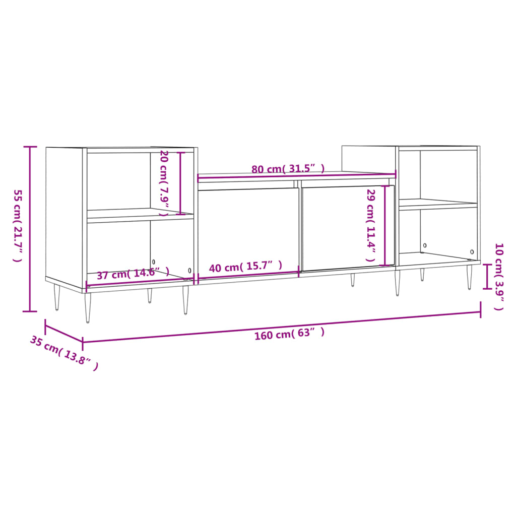 vidaXL Έπιπλο Τηλεόρασης Καπνιστή Δρυς 160x35x55 εκ. Επεξ. Ξύλο
