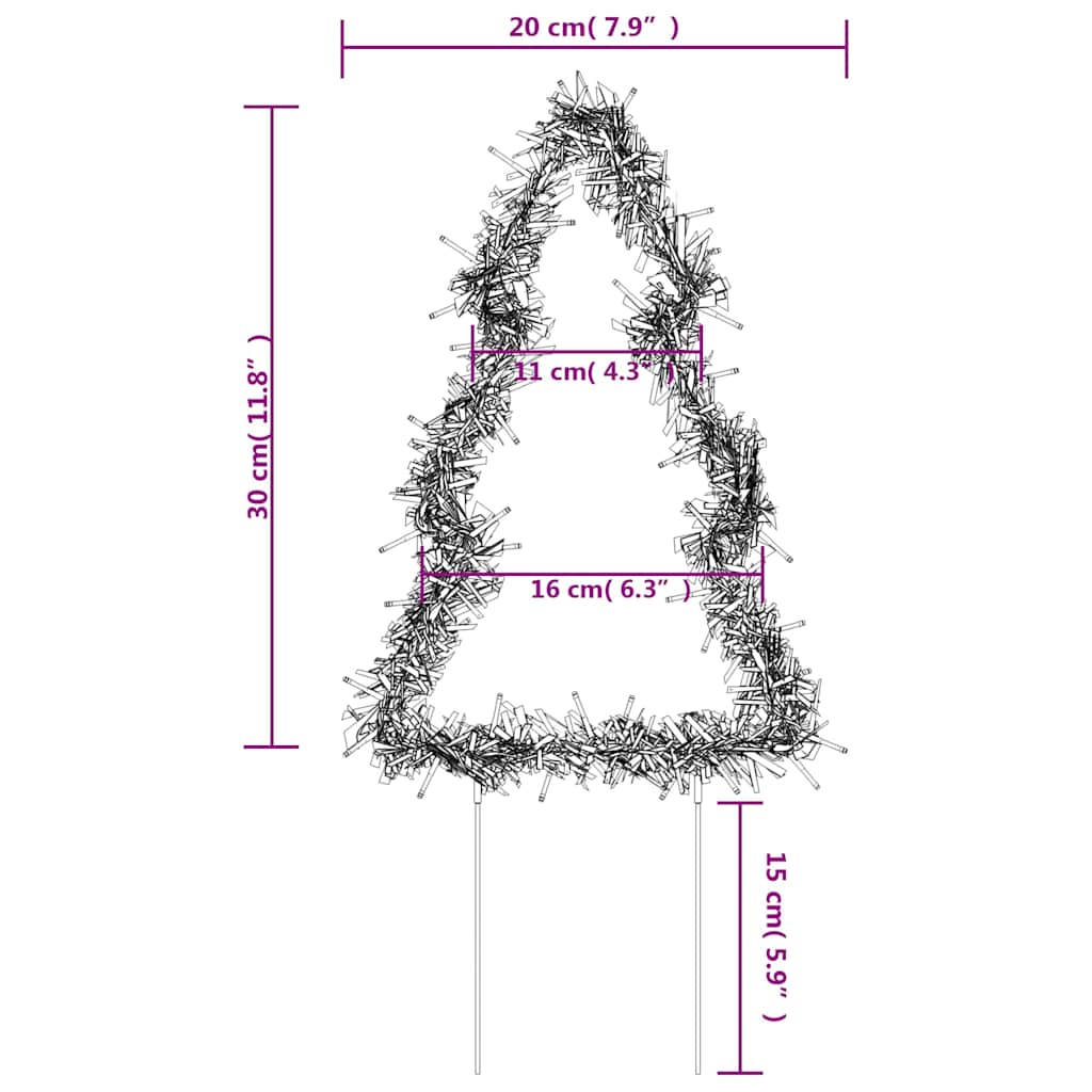 vidaXL Φωτάκια Χριστουγεννιάτικα Δέντρο με Ακίδες 3 τεμ. 50 LED 30 εκ.