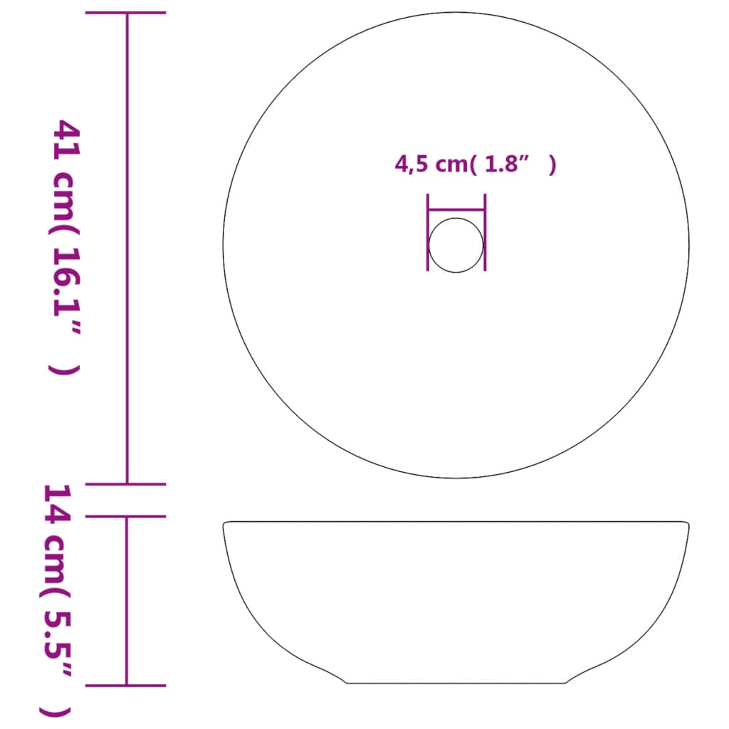 vidaXL Νιπτήρας Μαύρος και Κόκκινος Φ41 x 14 εκ. Κεραμικός