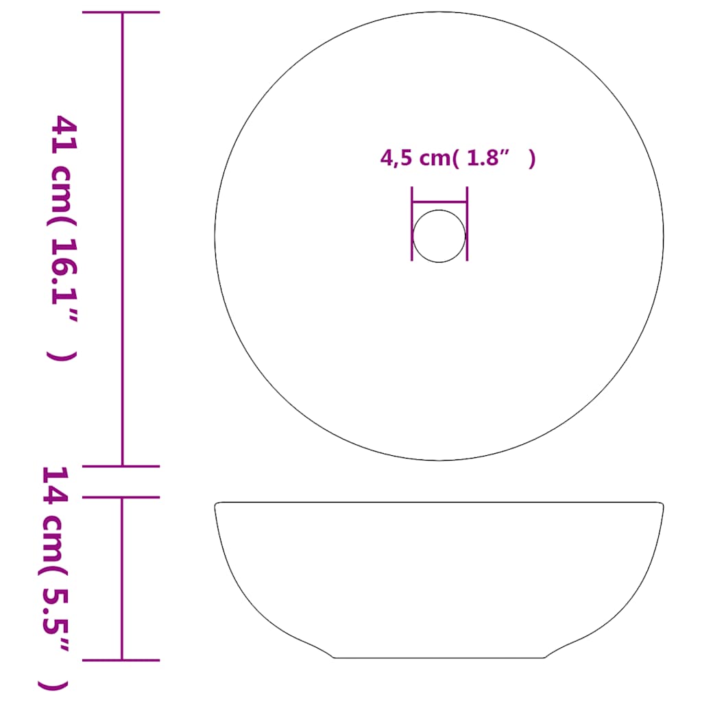 vidaXL Νιπτήρας Μαύρος και Μπλε Φ41 x 14 εκ. Κεραμικός