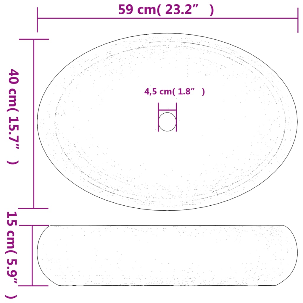 vidaXL Νιπτήρας Οβάλ Μαύρος και Μπλε 59 x 40 x 15 εκ. Κεραμικός