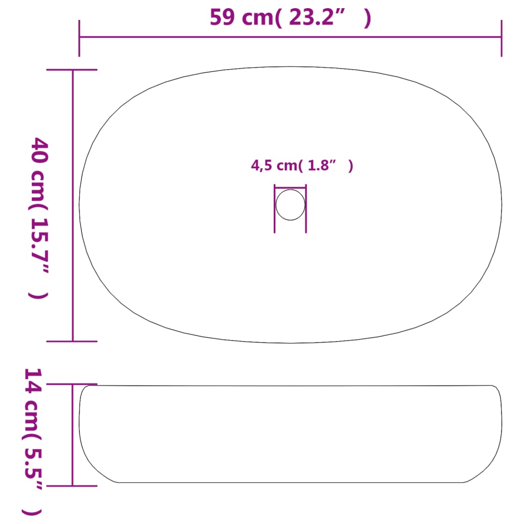 vidaXL Νιπτήρας Οβάλ Μπλε 59x40x14 εκ. Κεραμικός