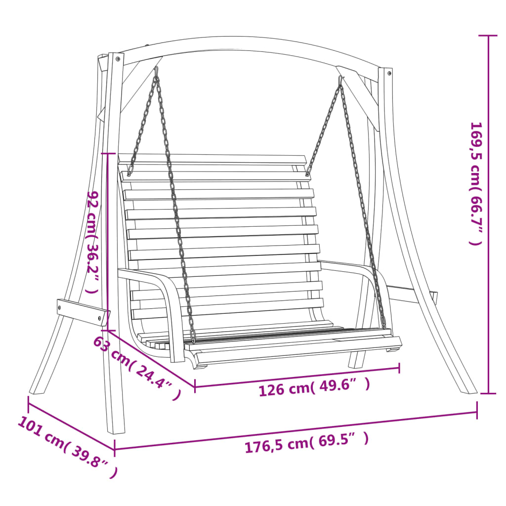 vidaXL Παγκάκι Κούνια από Μασίφ Ξύλο Ερυθρελάτης Φινίρισμα Ξύλου Teak