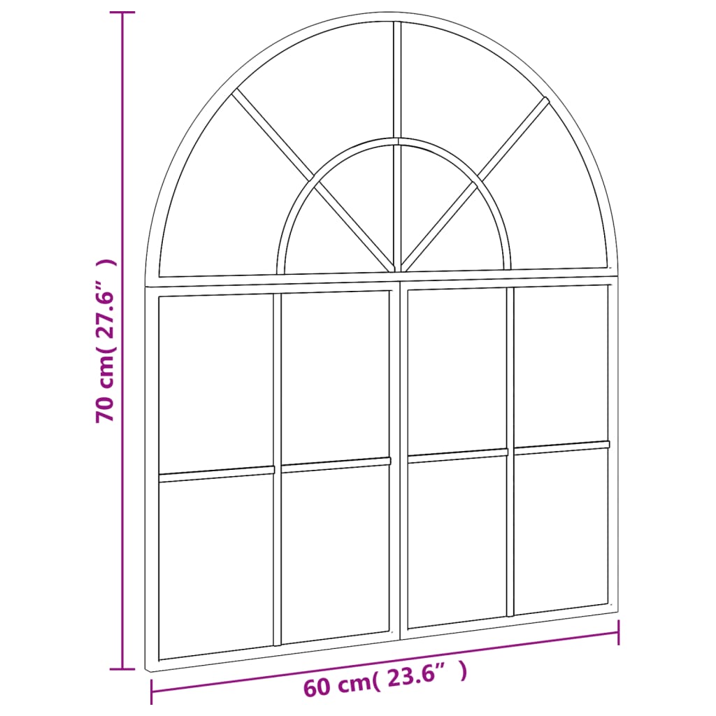 vidaXL Καθρέφτης Τοίχου Αψίδα Μαύρος 60 x 70 εκ. από Σίδερο