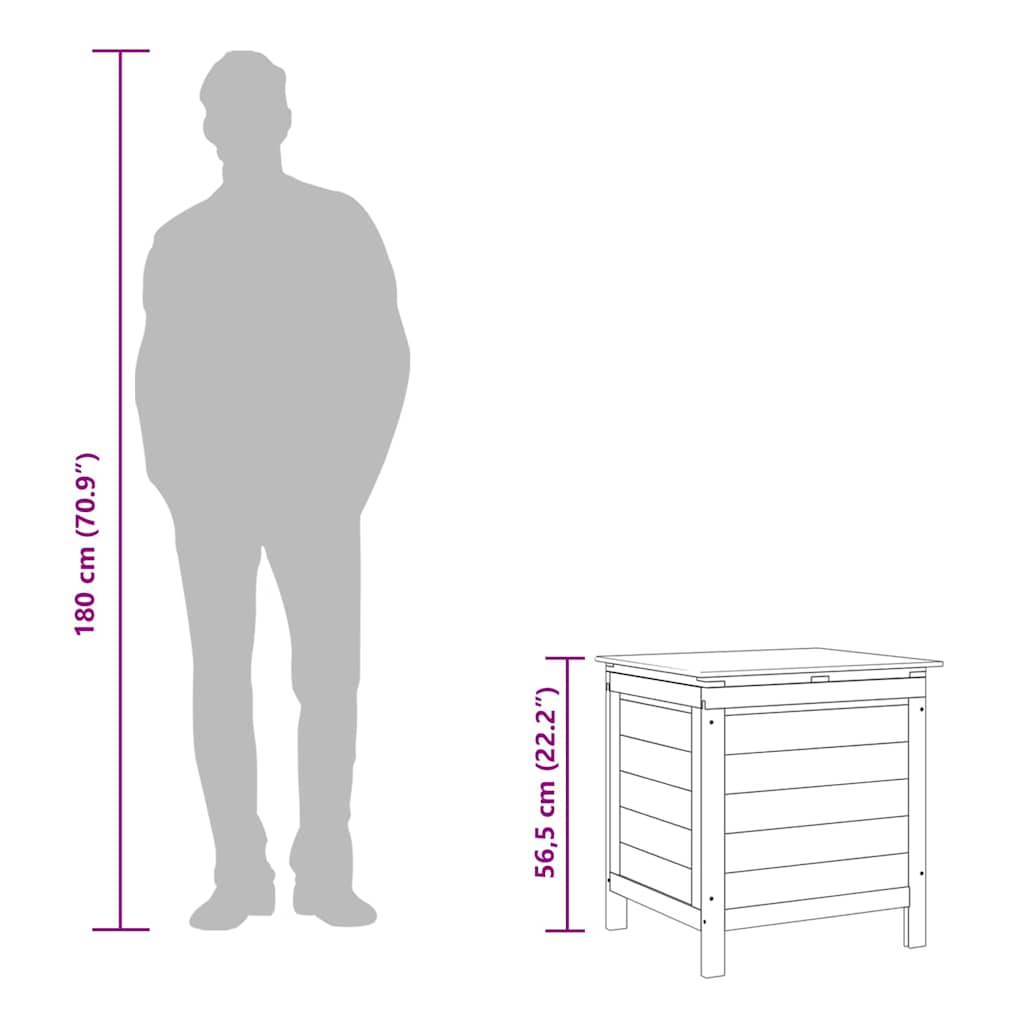 vidaXL Μπαούλο Αποθ. Κήπου Λευκό 50 x 49 x 56,5 εκ. Μασίφ Ξύλο Ελάτης