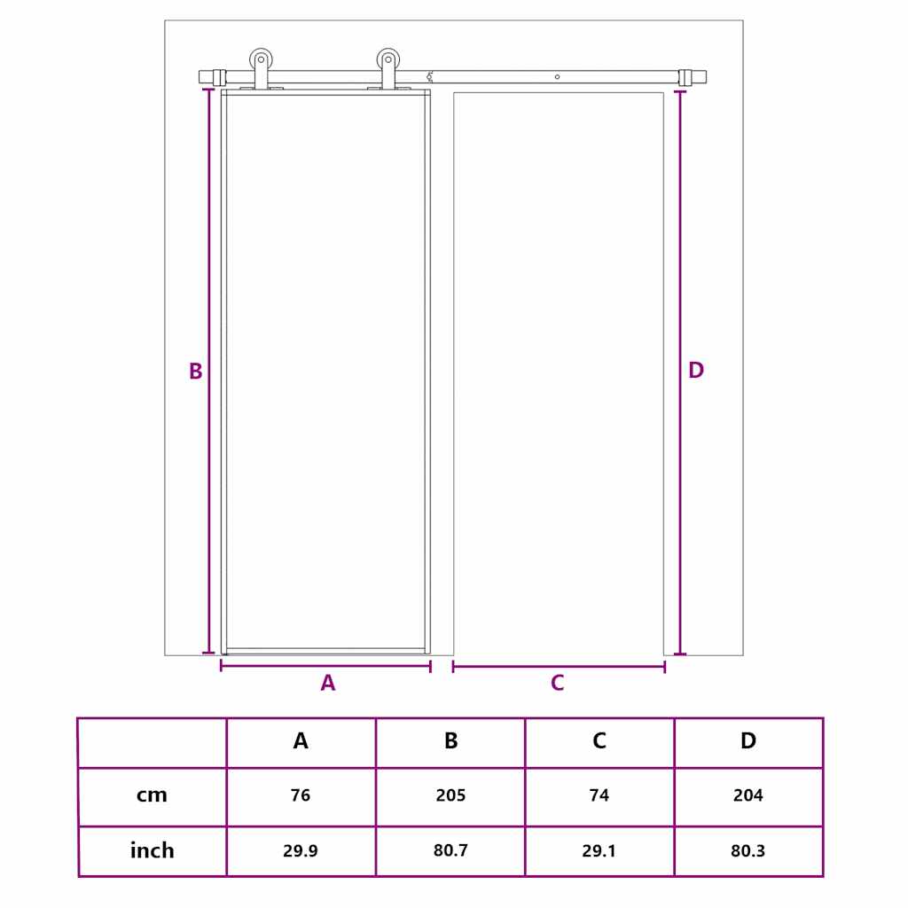 vidaXL Συρόμενη Πόρτα Χρυσή 76x205 εκ. από Αμμοβολή ESG και Αλουμίνιο