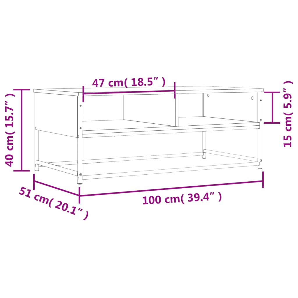 vidaXL Τραπεζάκι Σαλονιού Καπνιστή Δρυς 100x51x40 εκ. Επεξεργασμ. Ξύλο