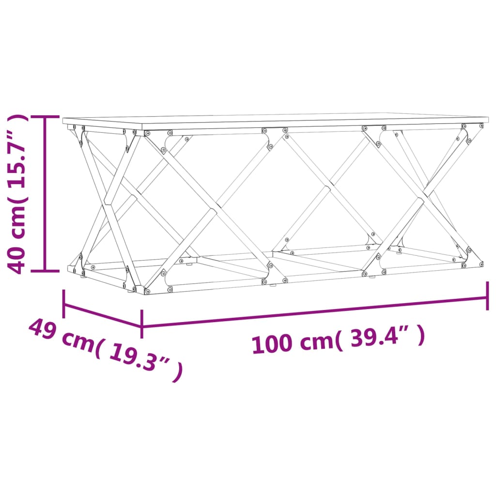 vidaXL Τραπεζάκι Σαλονιού Καπνιστή Δρυς 100x49x40 εκ. Επεξεργ. Ξύλο