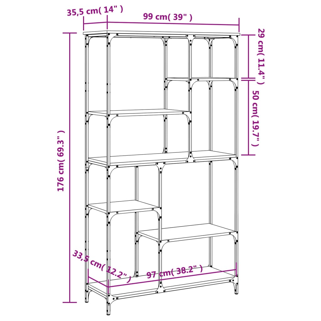 vidaXL Ράφι Βιβλίων 10 επίπεδα 99 x 35,5 x 176 cm