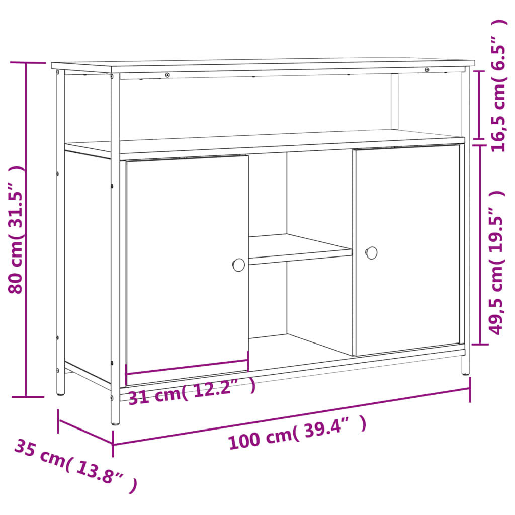 vidaXL Ντουλάπι Καπνιστή Δρυς 100x35x80 εκ. από Επεξεργασμένο Ξύλο