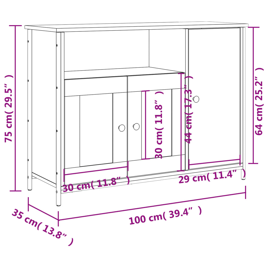 vidaXL Ντουλάπι Καπνιστή Δρυς 100x35x75 εκ. από Επεξεργασμένο Ξύλο