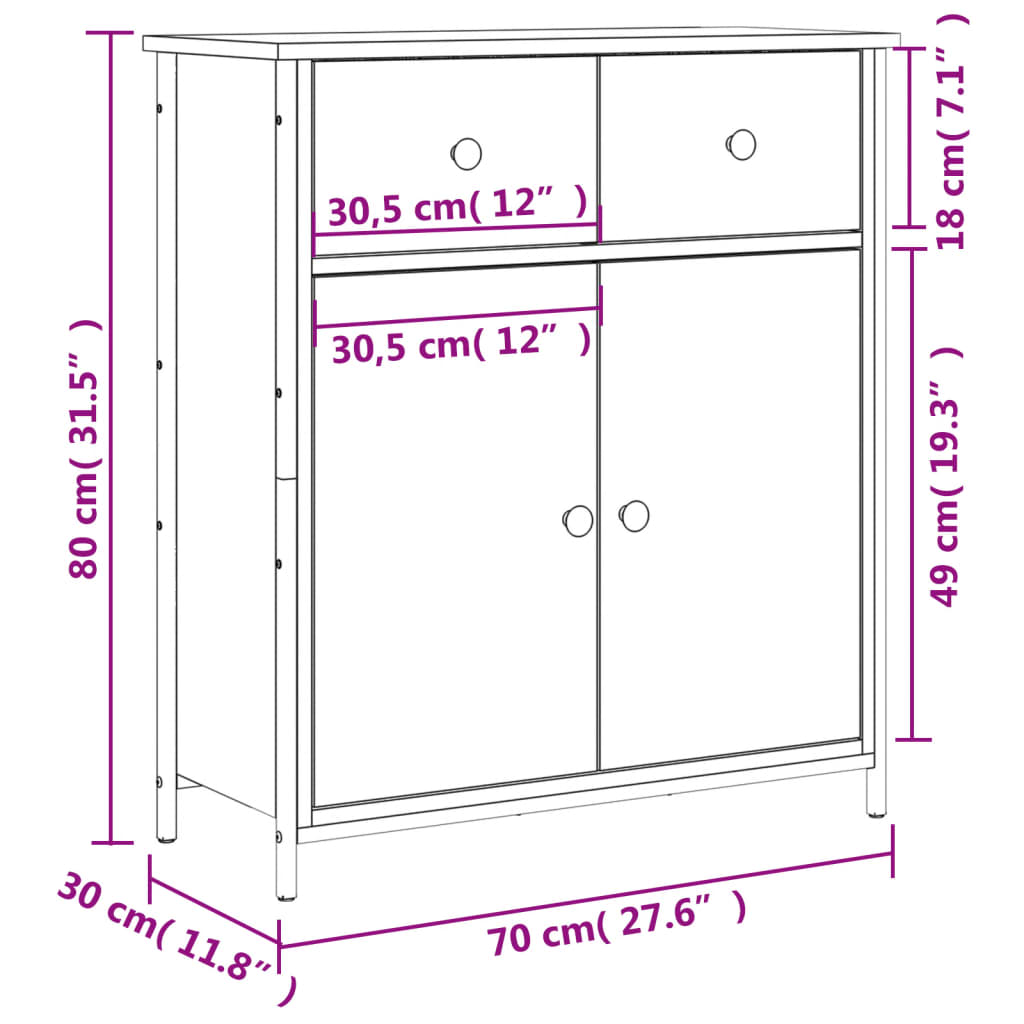 vidaXL Ντουλάπι Sonoma Δρυς 70x30x80 εκ. Επεξεργασμένο Ξύλο