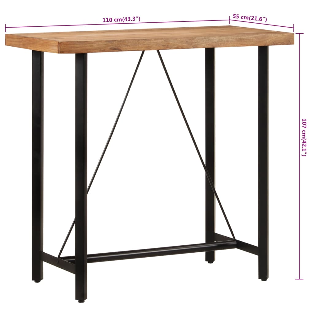 vidaXL Τραπέζι Μπαρ 110 x 55 x 107 εκ. από Μασίφ Ξύλο Ακακίας & Σίδηρο