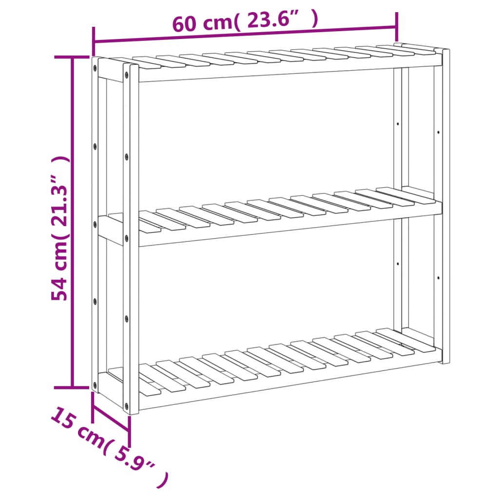 vidaXL Ράφι Μπάνιου 3 Επιπέδων Επιτοίχιο 60x15x54 εκ. από Μπαμπού