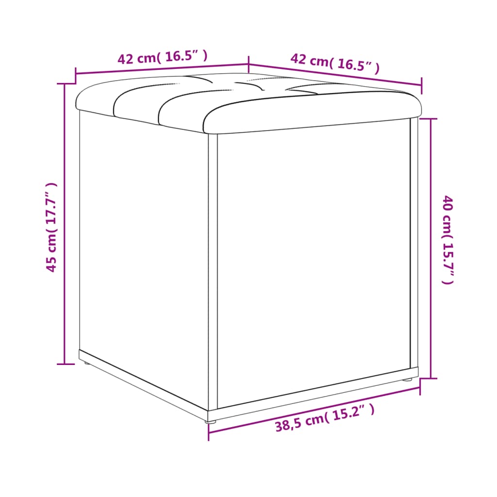 vidaXL Παγκάκι Αποθήκευσης Καπνιστή Δρυς 42x42x45 εκ. από Επεξ. Ξύλο