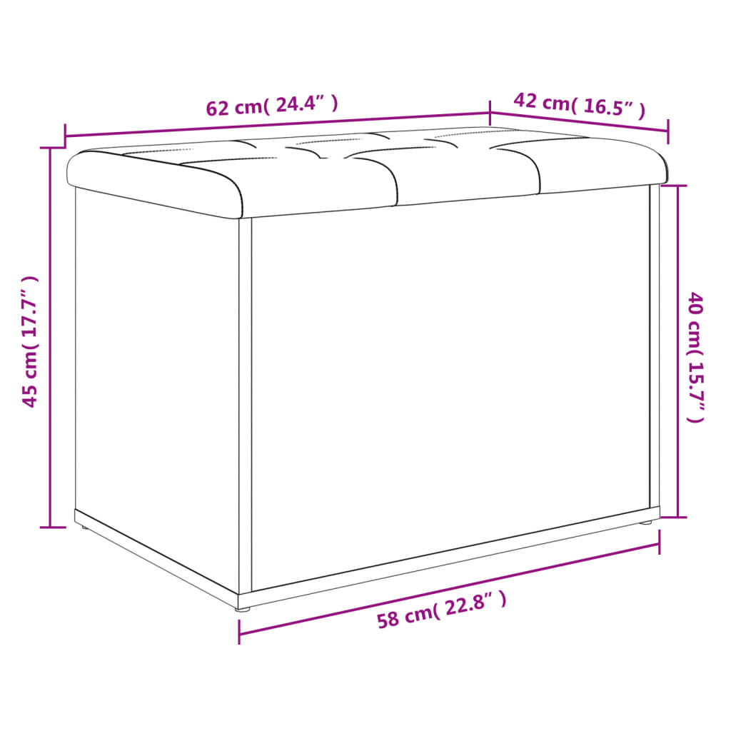 vidaXL Παγκάκι Αποθήκευσης Γκρι Sonoma 62x42x45 εκ. Επεξεργασμένο Ξύλο