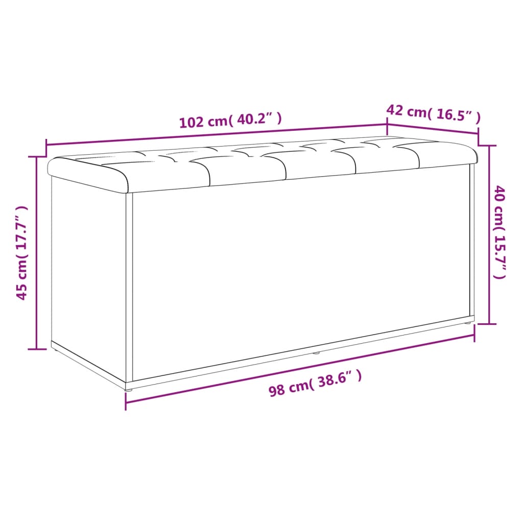 vidaXL Πάγκος Αποθήκευσης Sonoma Δρυς 102 x 42 x 45 εκ. από Τεχνητό Ξύλο