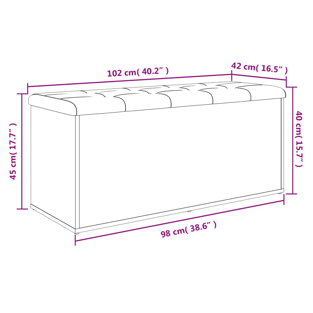 vidaXL Παγκάκι Αποθήκευσης Γκρι Σκυροδεμ. 102x42x45 εκ. Επεξεργ. Ξύλο