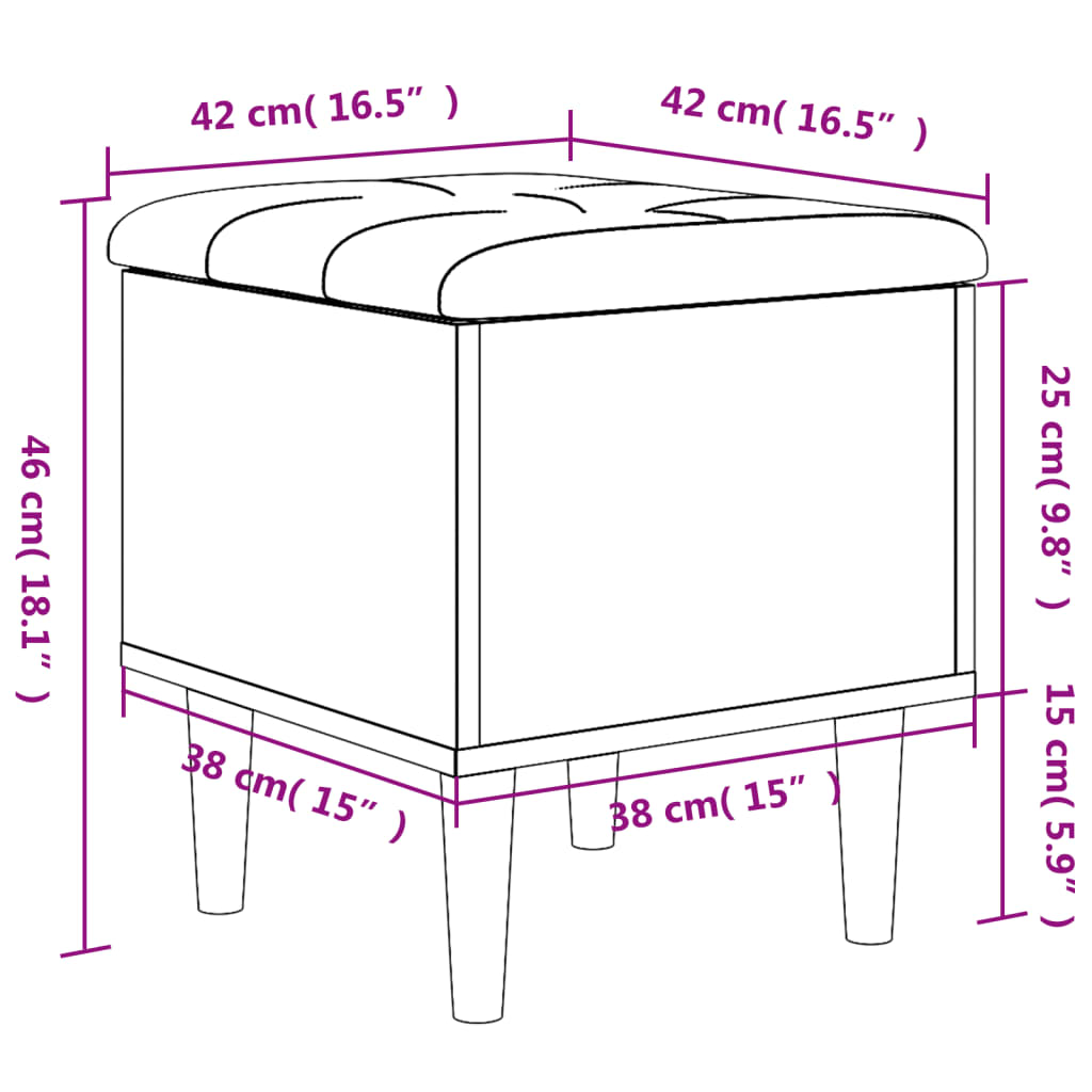 vidaXL Παγκάκι Αποθήκευσης Καφέ Δρυς 42 x 42 x 46 εκ. Επεξεργ. Ξύλο