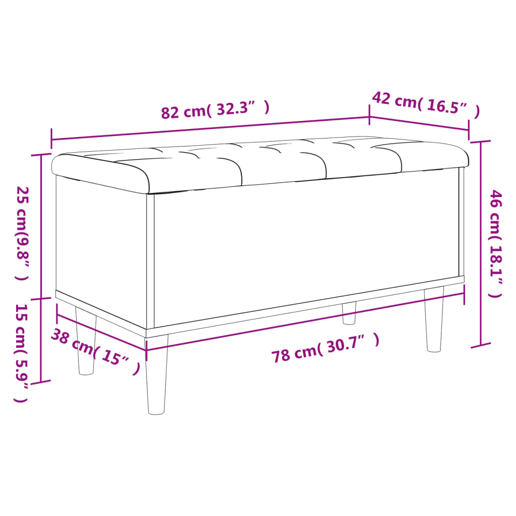 vidaXL Παγκάκι Αποθήκευσης Λευκό 82 x 42 x 46 εκ. από Επεξεργ. Ξύλο