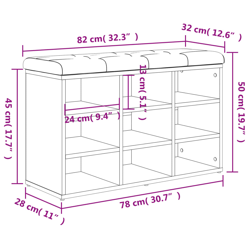 vidaXL Παπουτσοθήκη Καπνιστή Δρυς 82x32x50 εκ. από Επεξεργασμένο Ξύλο