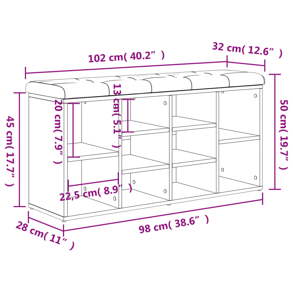 vidaXL Παγκάκι Παπουτσιών Λευκό 102 x 32 x 50 εκ. από Τεχνητό Ξύλο