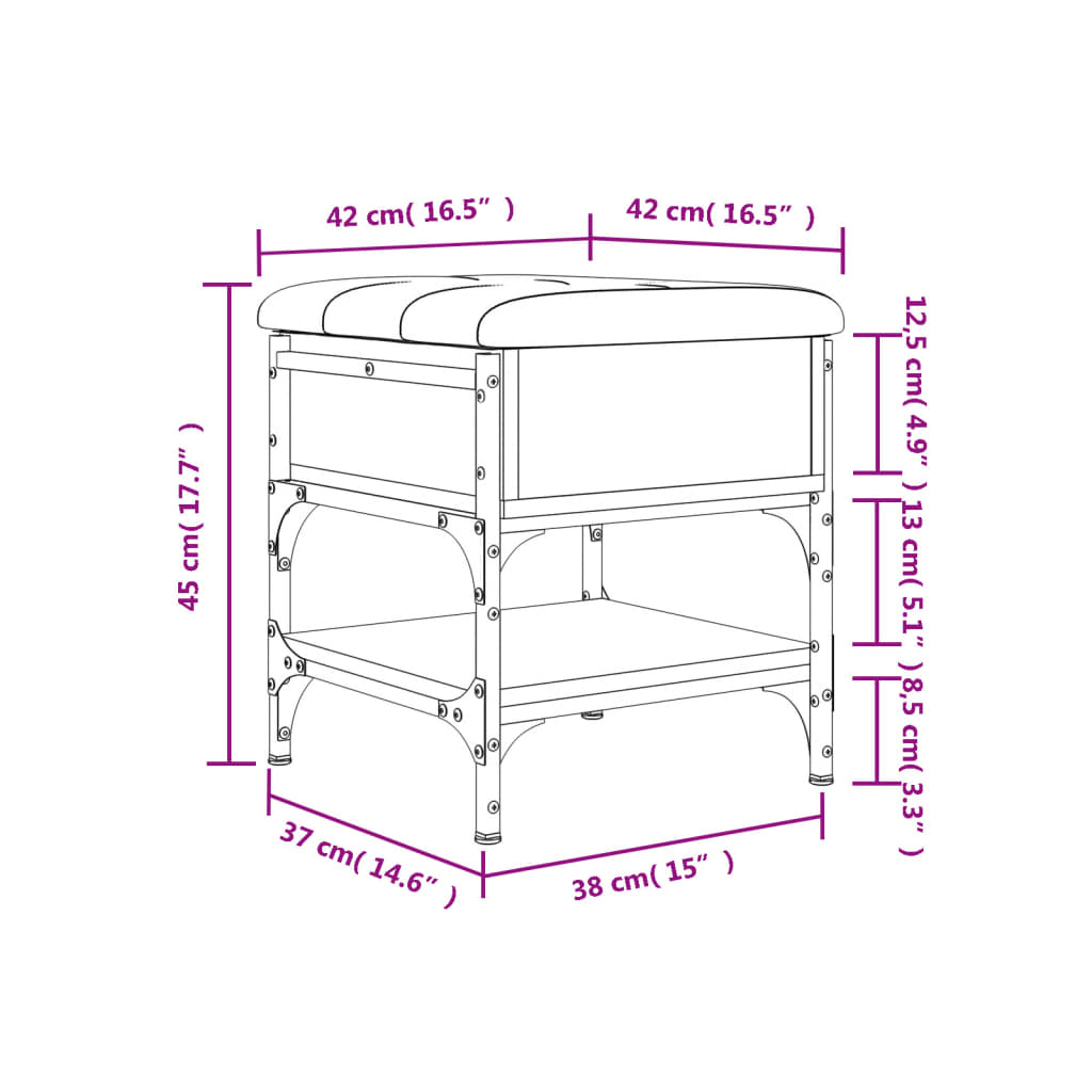vidaXL Παπουτσοθήκη Γκρι Sonoma 42x42x45 εκ. από Επεξεργασμένο Ξύλο