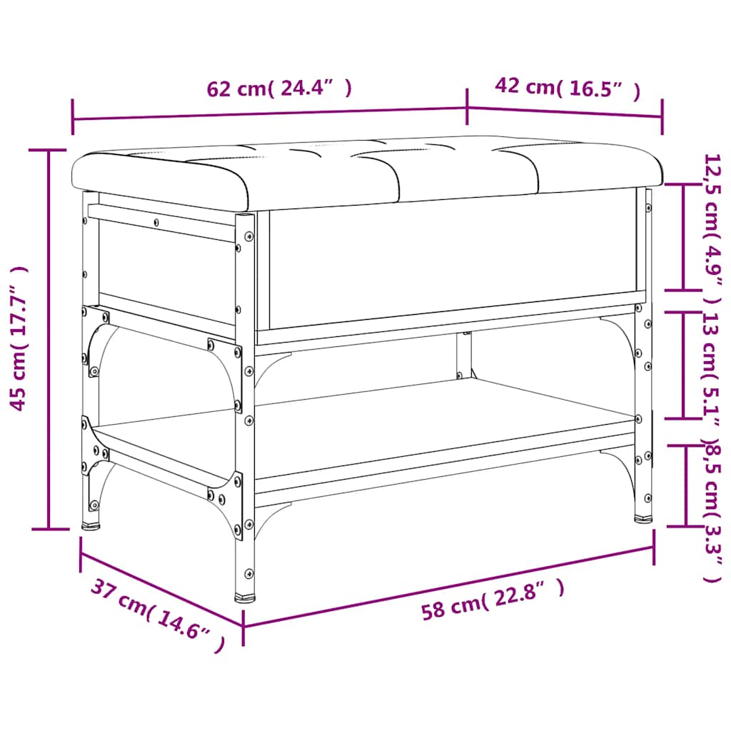 vidaXL Παπουτσοθήκη Γκρι Sonoma 62x42x45 εκ. από Επεξεργασμένο Ξύλο