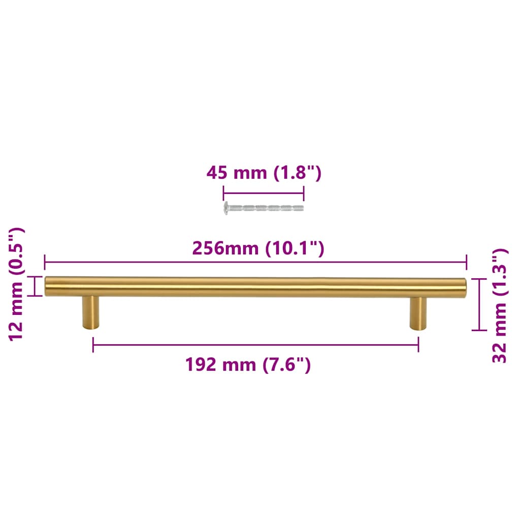 vidaXL Λαβές Ντουλαπιών 5 τεμ. Χρυσές 192 χιλ. από Ανοξείδωτο Ατσάλι