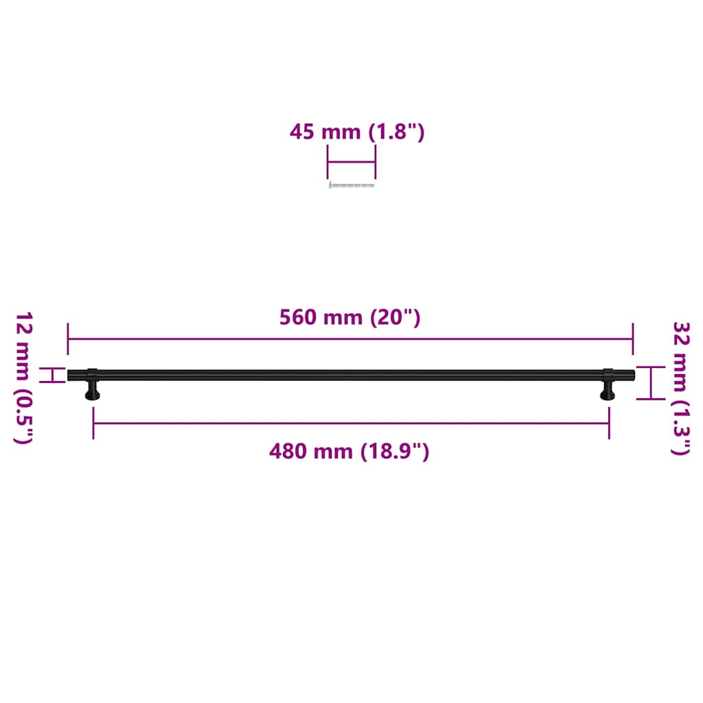 vidaXL Λαβές Ντουλαπιών 5 τεμ. Μαύρες 480 χιλ. από Ανοξείδωτο Ατσάλι